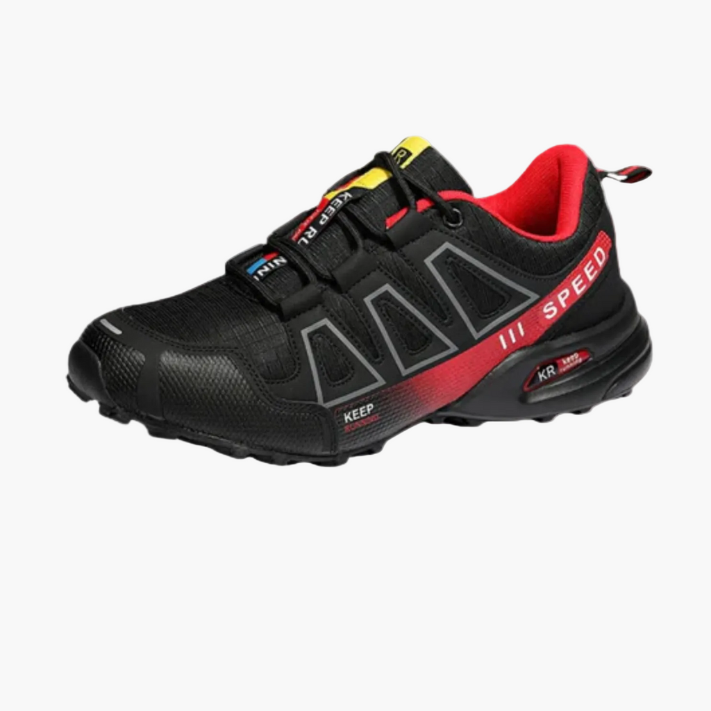 Men's low-top running sneaker with lace-up front and textured sole
