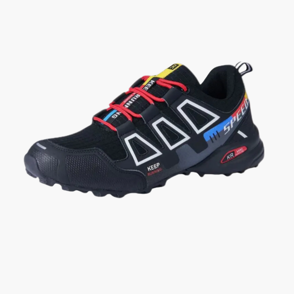 Men's low-top running sneaker with lace-up front and textured sole