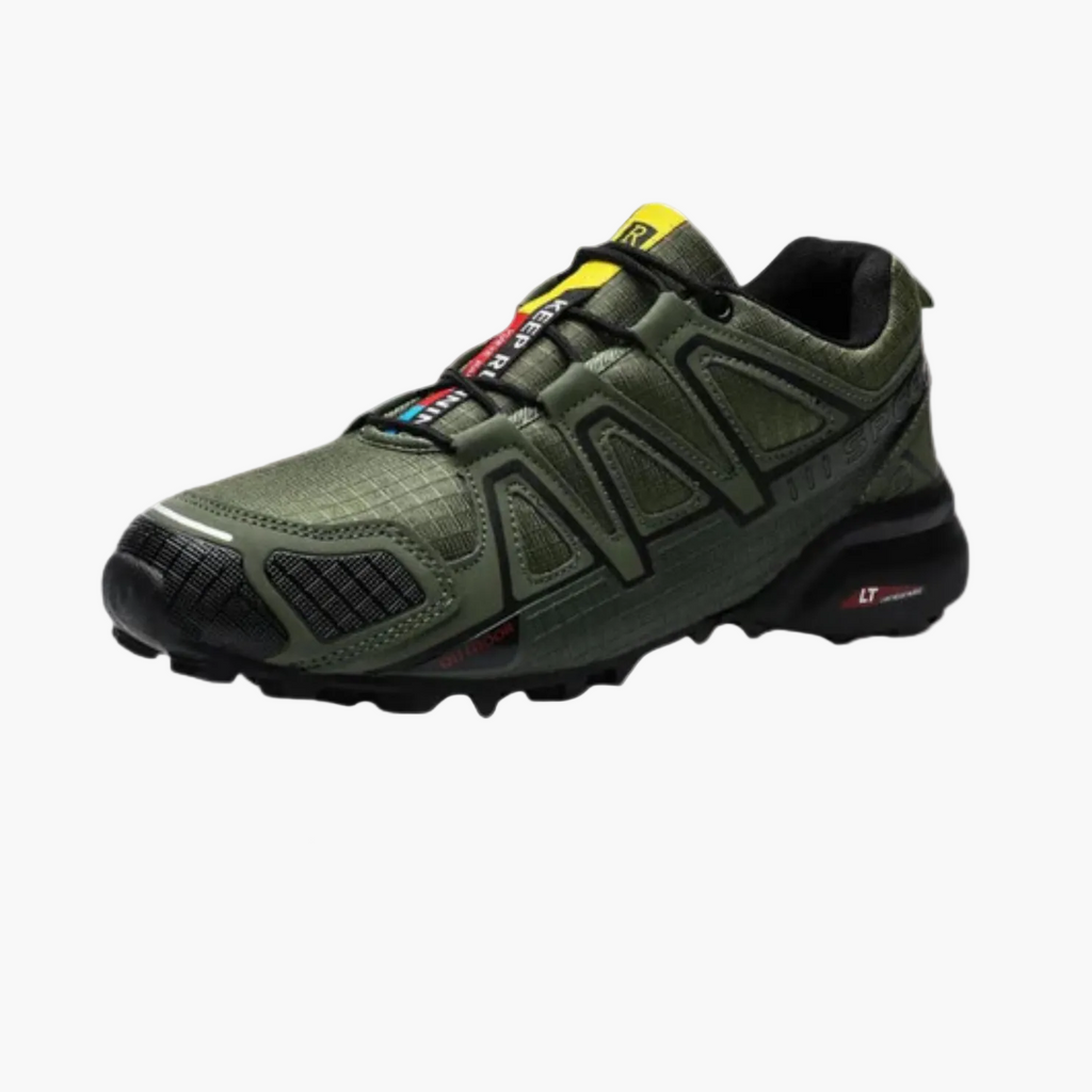 Men's low-top running sneaker with lace-up front and textured sole
