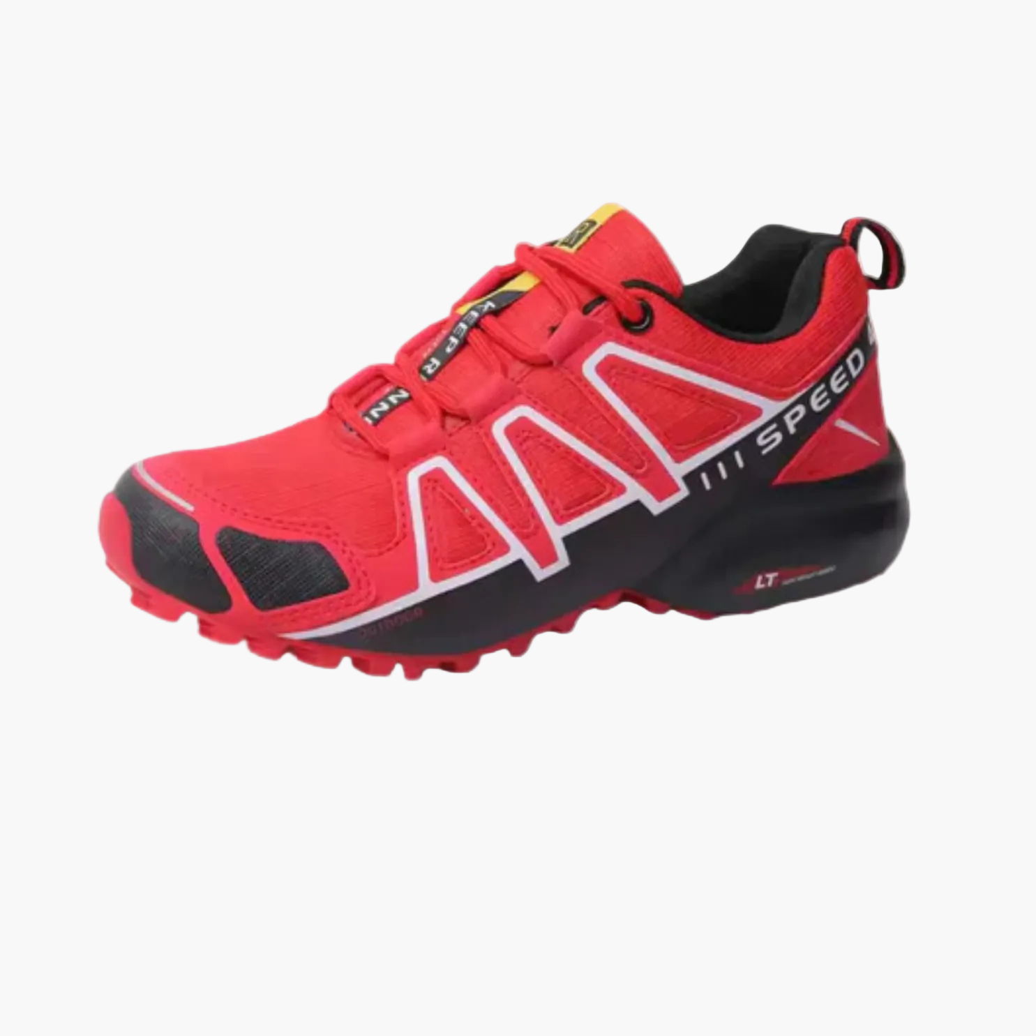 Men's low-top running sneaker with lace-up front and textured sole