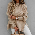 Women's textured mock neck sweater with long sleeves