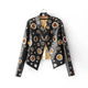 Women's cropped jacket with circular metallic eyelet detailing and long sleeves