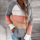 Women's hooded patchwork striped knit sweater