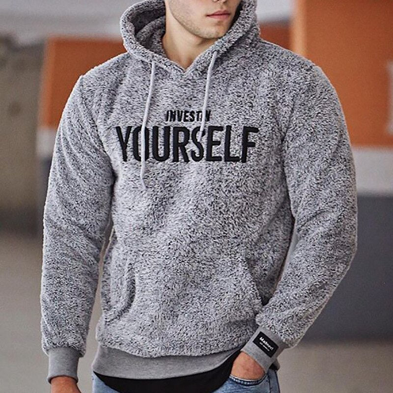 Unisex hooded sweatshirt with front text and kangaroo pocket