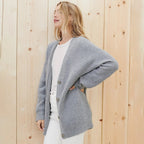 Women's oversized ribbed button-front cardigan