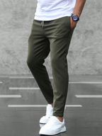 Men's slim tapered cropped trousers with drawstring waist
