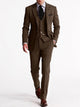 Men's dark brown tweed three-piece suit with waistcoat and pocket watch chain