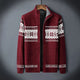 Men's Nordic pattern cardigan with mock neck, zip front and long sleeves