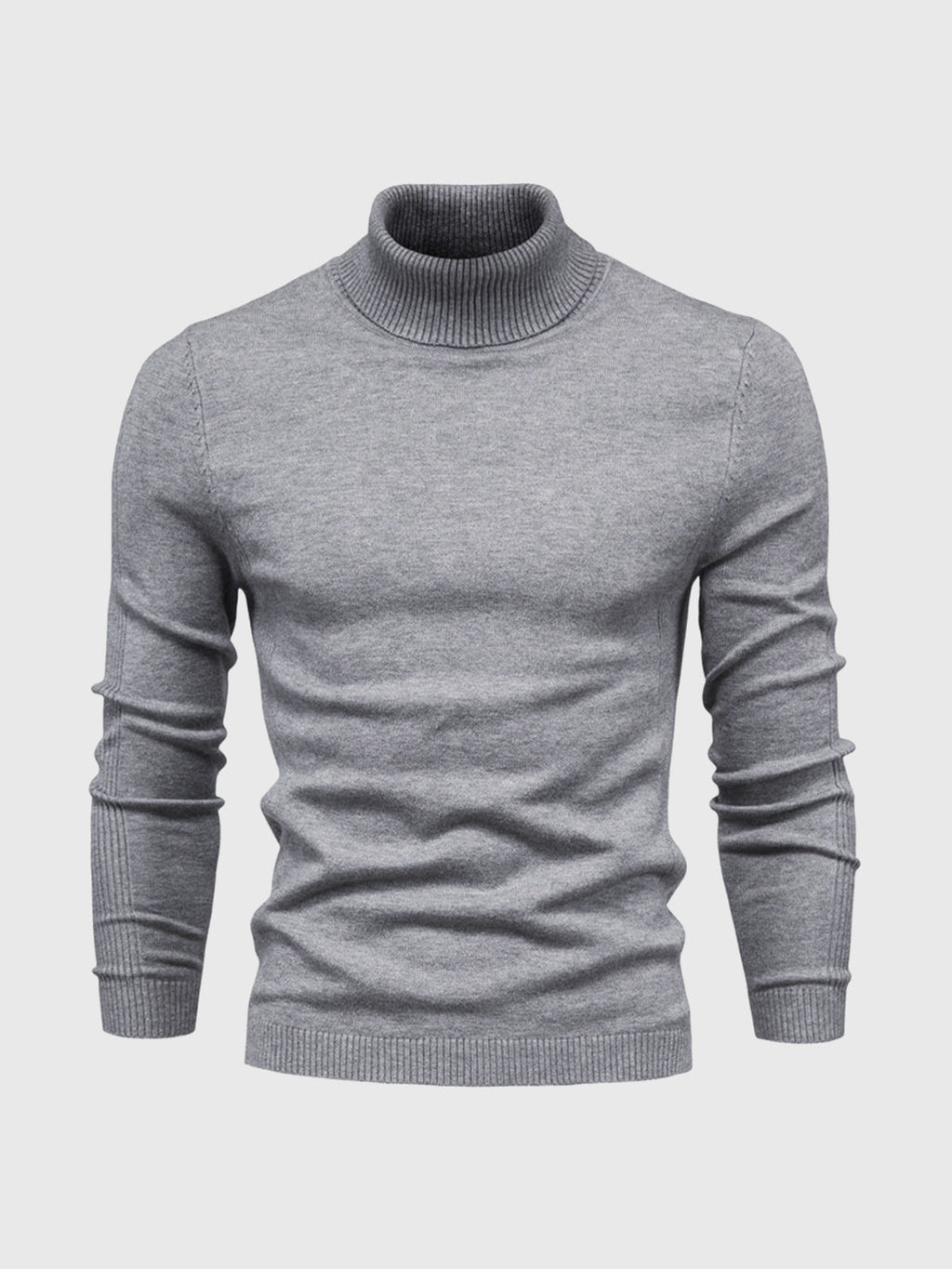 Men's ribbed turtleneck sweater with long sleeves