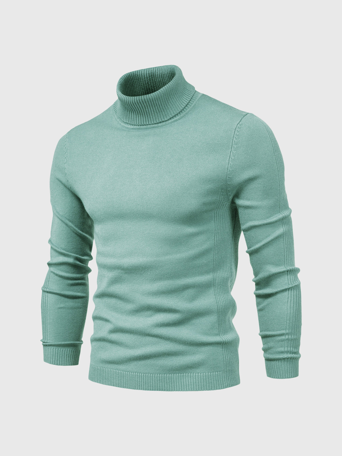 Men's ribbed turtleneck sweater with long sleeves