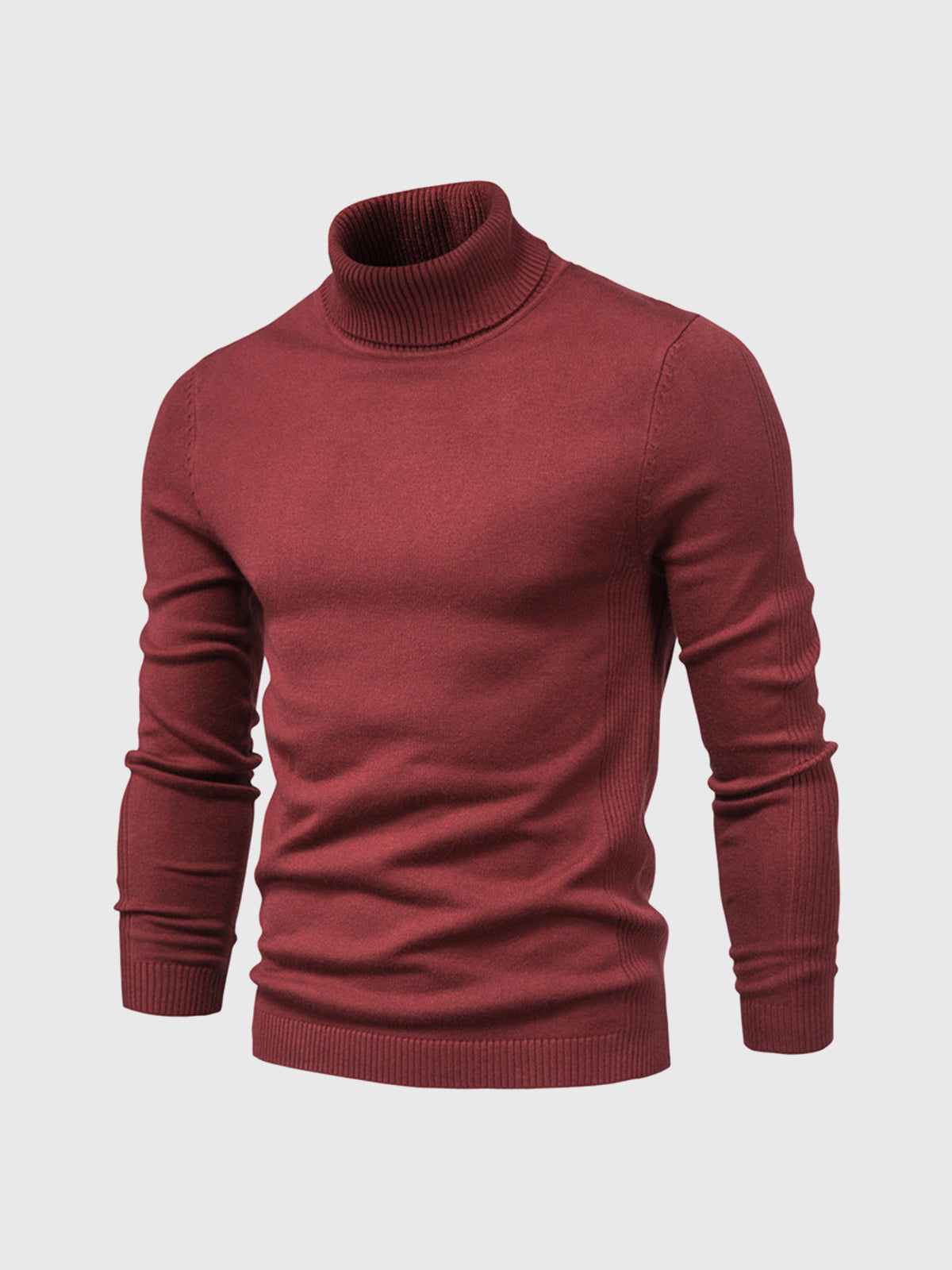 Men's ribbed turtleneck sweater with long sleeves