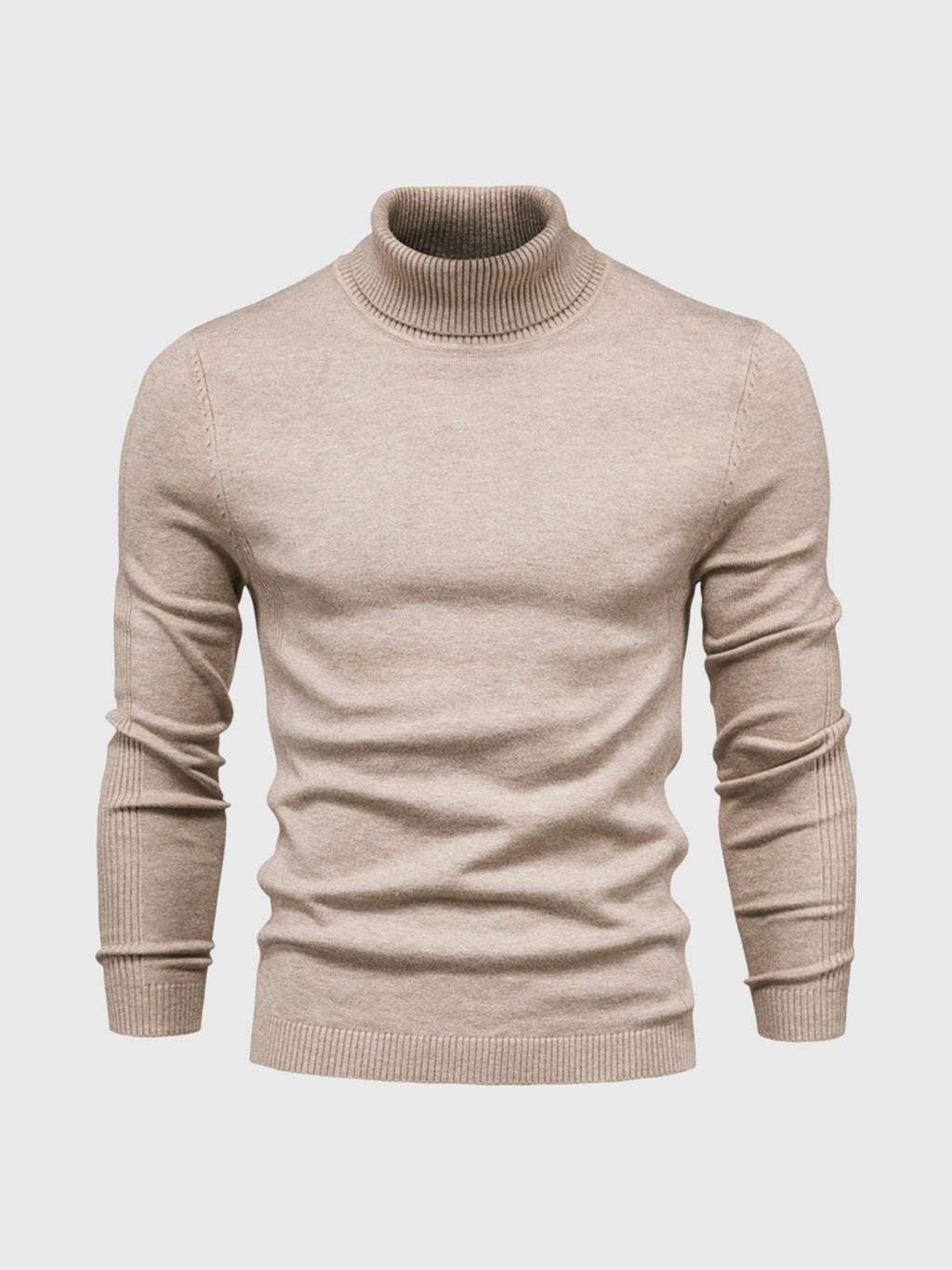 Men's ribbed turtleneck sweater with long sleeves