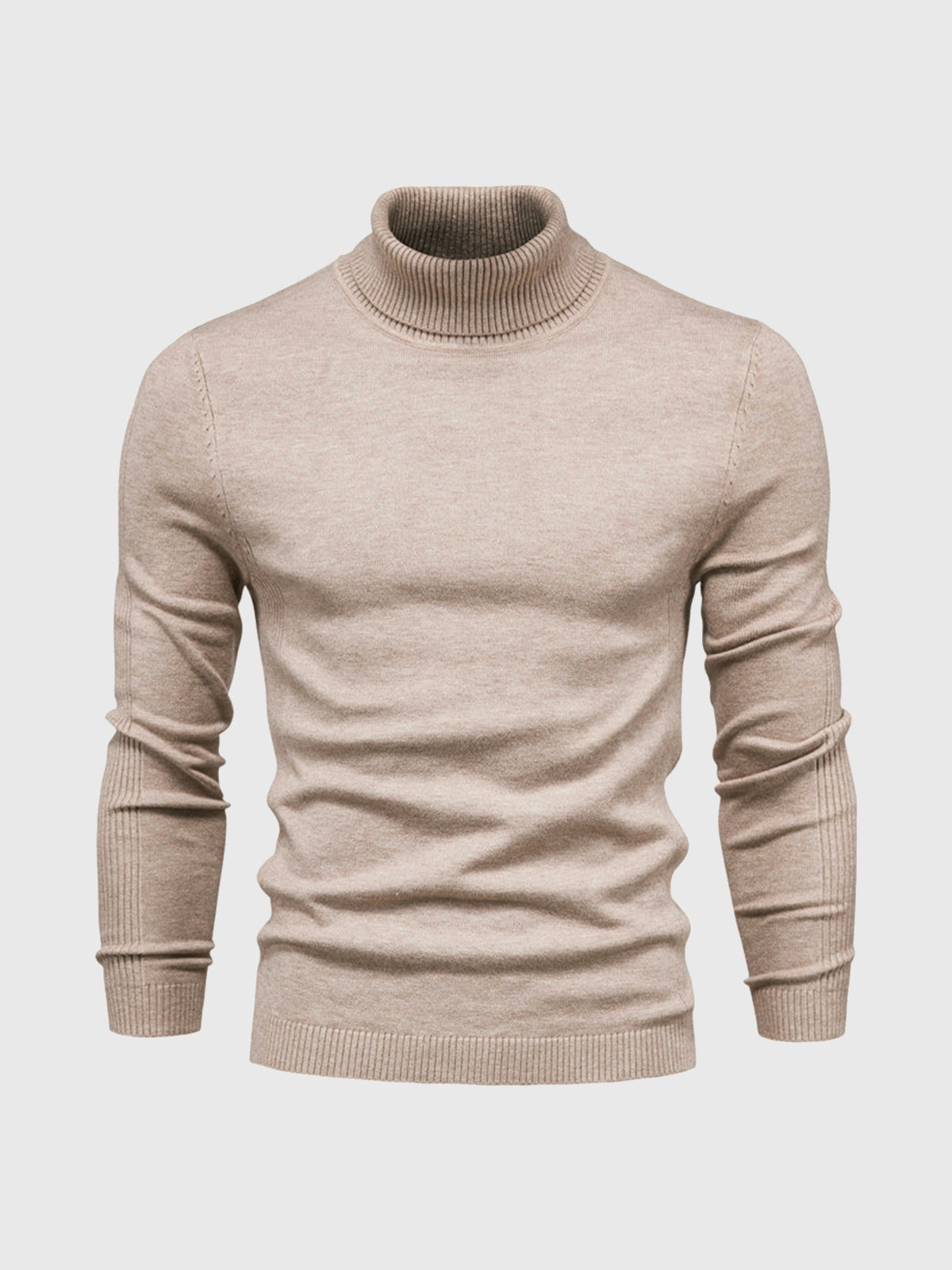Men's ribbed turtleneck sweater with long sleeves