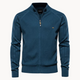 Long-sleeve textured knit cardigan with stand collar and front zip