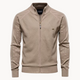 Long-sleeve textured knit cardigan with stand collar and front zip