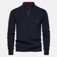Men's half-zip ribbed sweater with stand collar and long sleeves