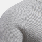 Men's half-zip ribbed sweater with stand collar and long sleeves