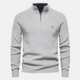 Men's half-zip ribbed sweater with stand collar and long sleeves