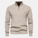 Men's half-zip ribbed sweater with stand collar and long sleeves