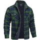 Men's checked quilted overshirt with stand collar and chest pockets