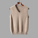 Men's plain V-neck sweater vest with sleeveless cut