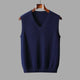 Men's plain V-neck sweater vest with sleeveless cut