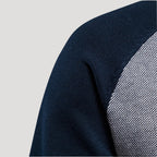 Men's colourblock knitted bomber jacket with zip front and stand collar
