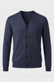 Women's ribbed V-neck cardigan with long sleeves and button front