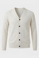 Women's ribbed V-neck cardigan with long sleeves and button front