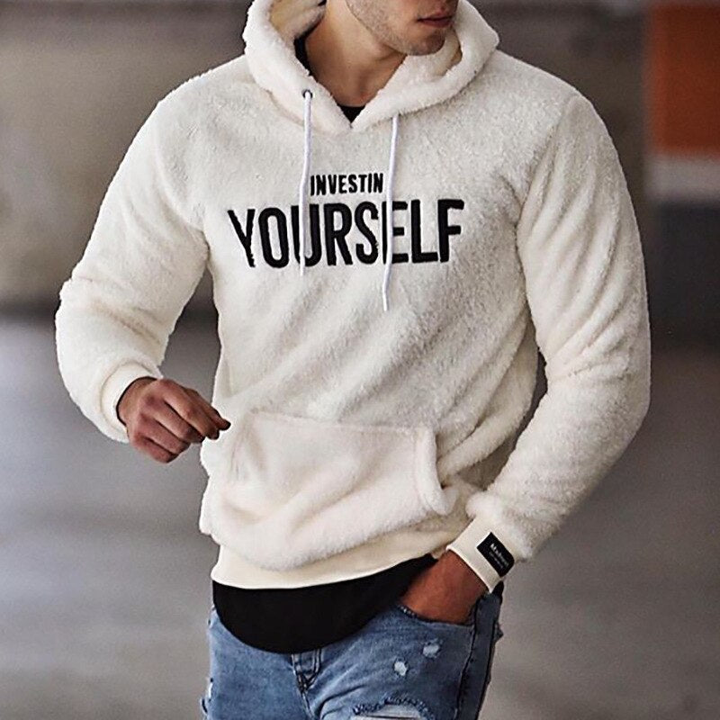 Unisex hooded sweatshirt with front text and kangaroo pocket