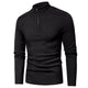 Men's long-sleeve quarter-zip mock neck jumper with ribbed trims