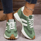Women's layered panel lace-up sneakers with textured sole