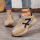 Women's layered panel lace-up sneakers with textured sole