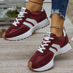 Women's layered panel lace-up sneakers with textured sole