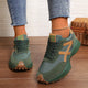 Women's layered panel lace-up sneakers with textured sole