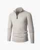 Men's ribbed half-zip jumper with high collar and long sleeves
