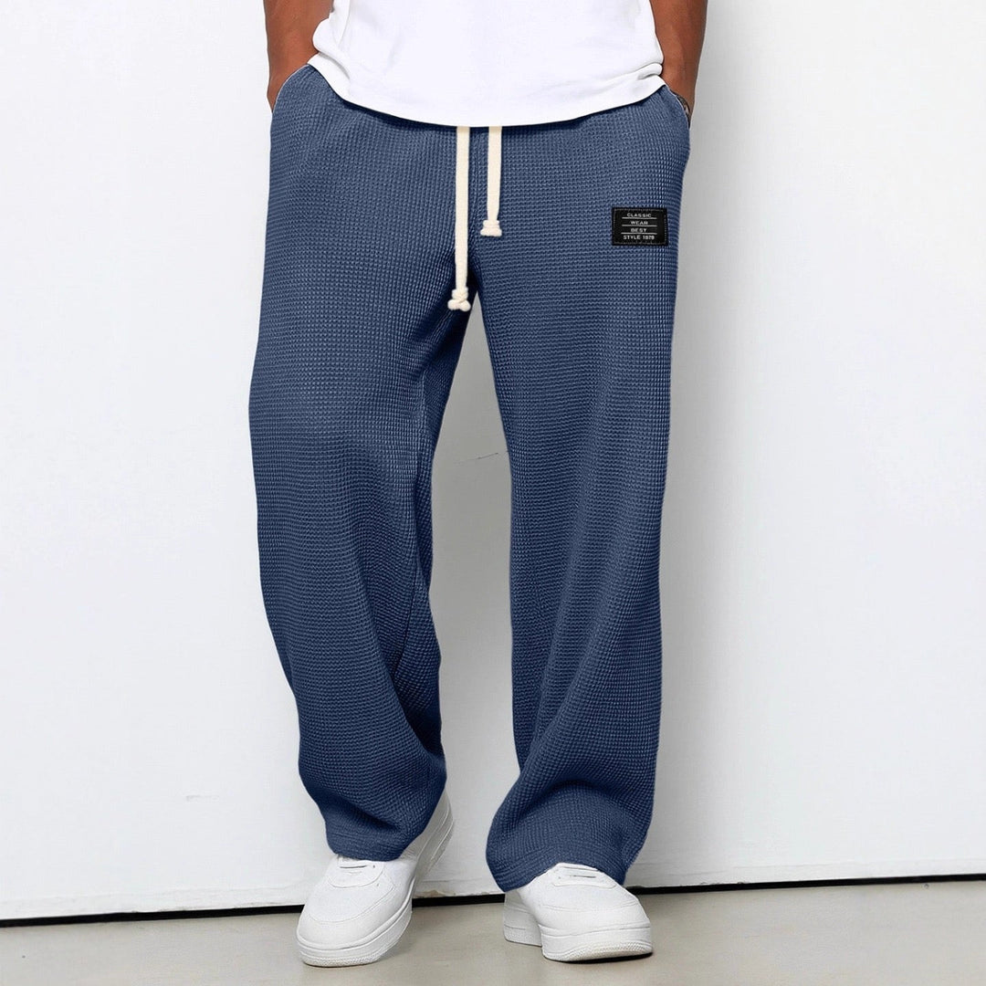 Men's relaxed waffle knit trousers with drawstring waist