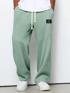 Men's relaxed waffle knit trousers with drawstring waist