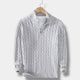 Men's cable knit half-zip mock neck sweater