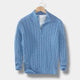 Men's cable knit half-zip mock neck sweater
