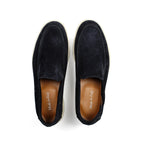 Black men's moccasin loafers with cream soles