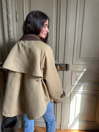 Women's beige trench jacket with contrast collar