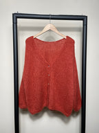 Women's knitted V-neck cardigan with long sleeves and front buttons