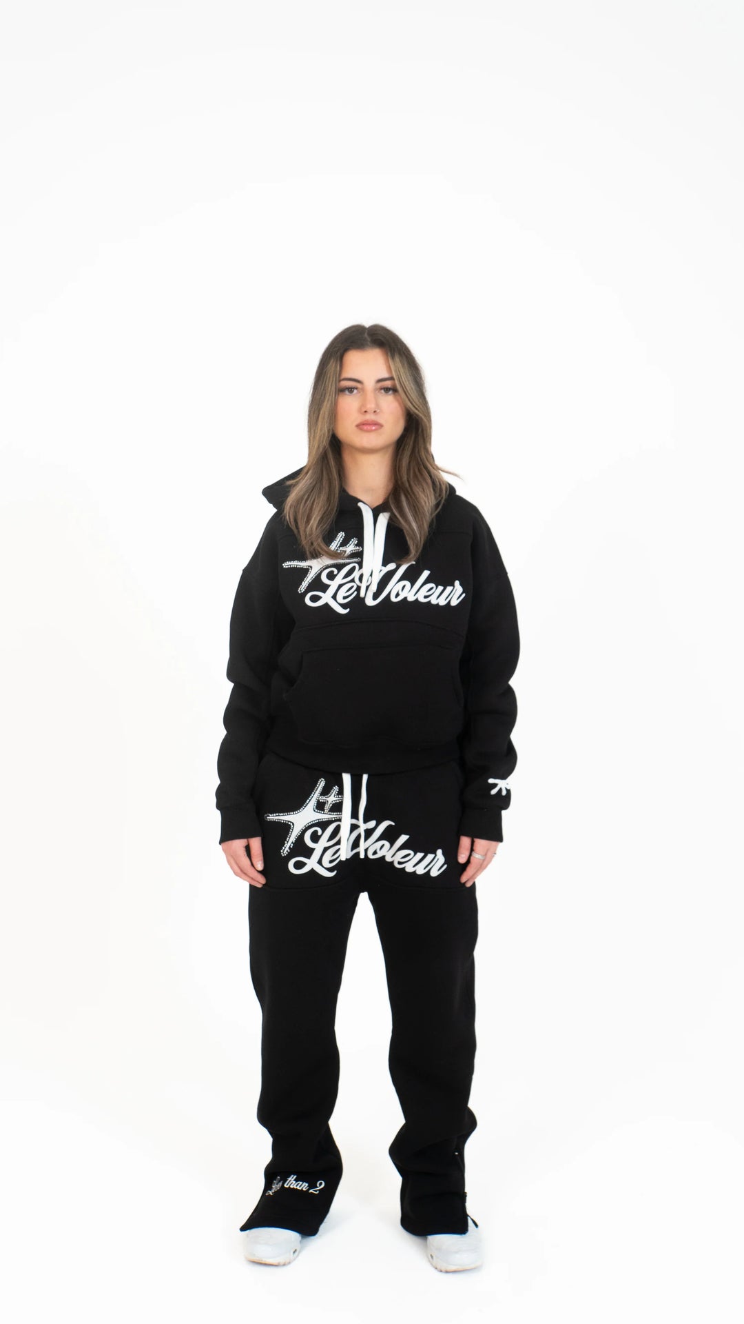 Unisex hooded sweatshirt and matching joggers with script graphic branding
