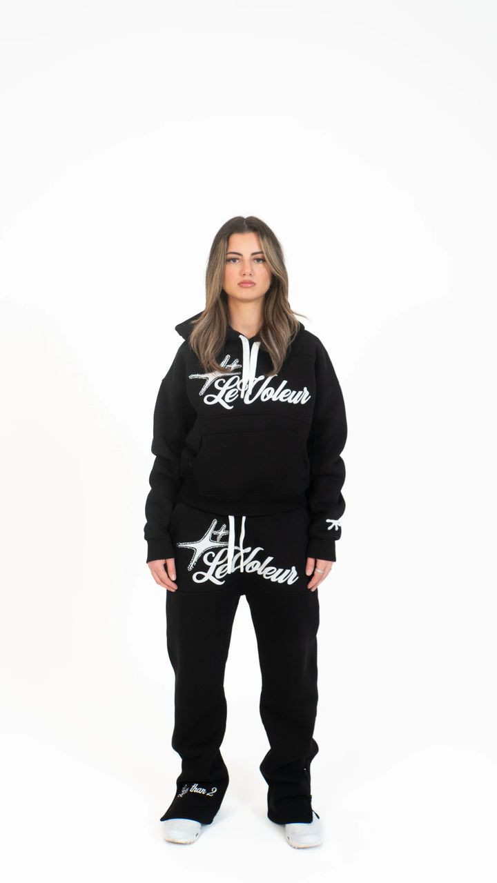 Unisex hooded sweatshirt and matching joggers with script graphic branding