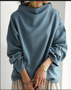 Women's oversized sweater with cowl neckline and long sleeves