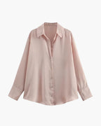 Women's long-sleeve shirt with notched collar and button front