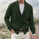 Men's ribbed knit cardigan with shawl collar, button front and patch pockets