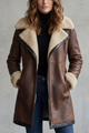Women's Leather-Look Shearling Lined Longline Coat
