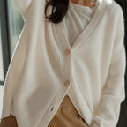 Women's oversized ribbed button-front cardigan